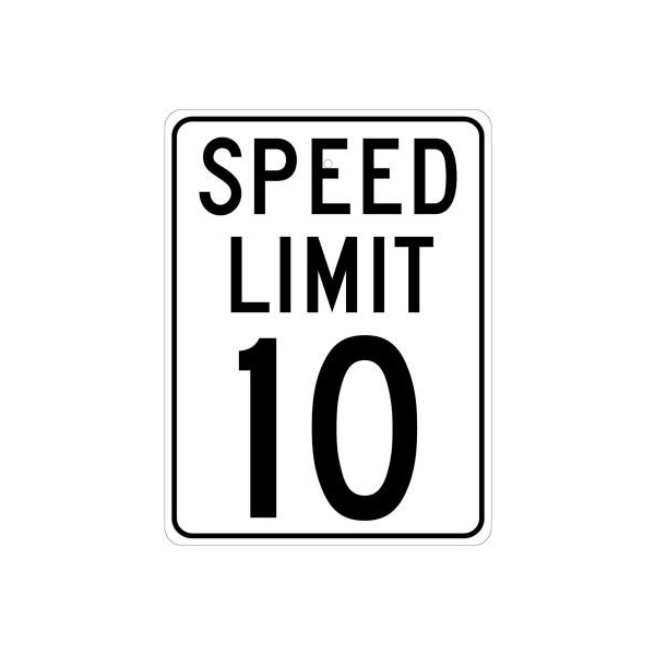NMC Traffic Sign, 10 MPH Speed Limit Sign, 24in X 18in, White/Black